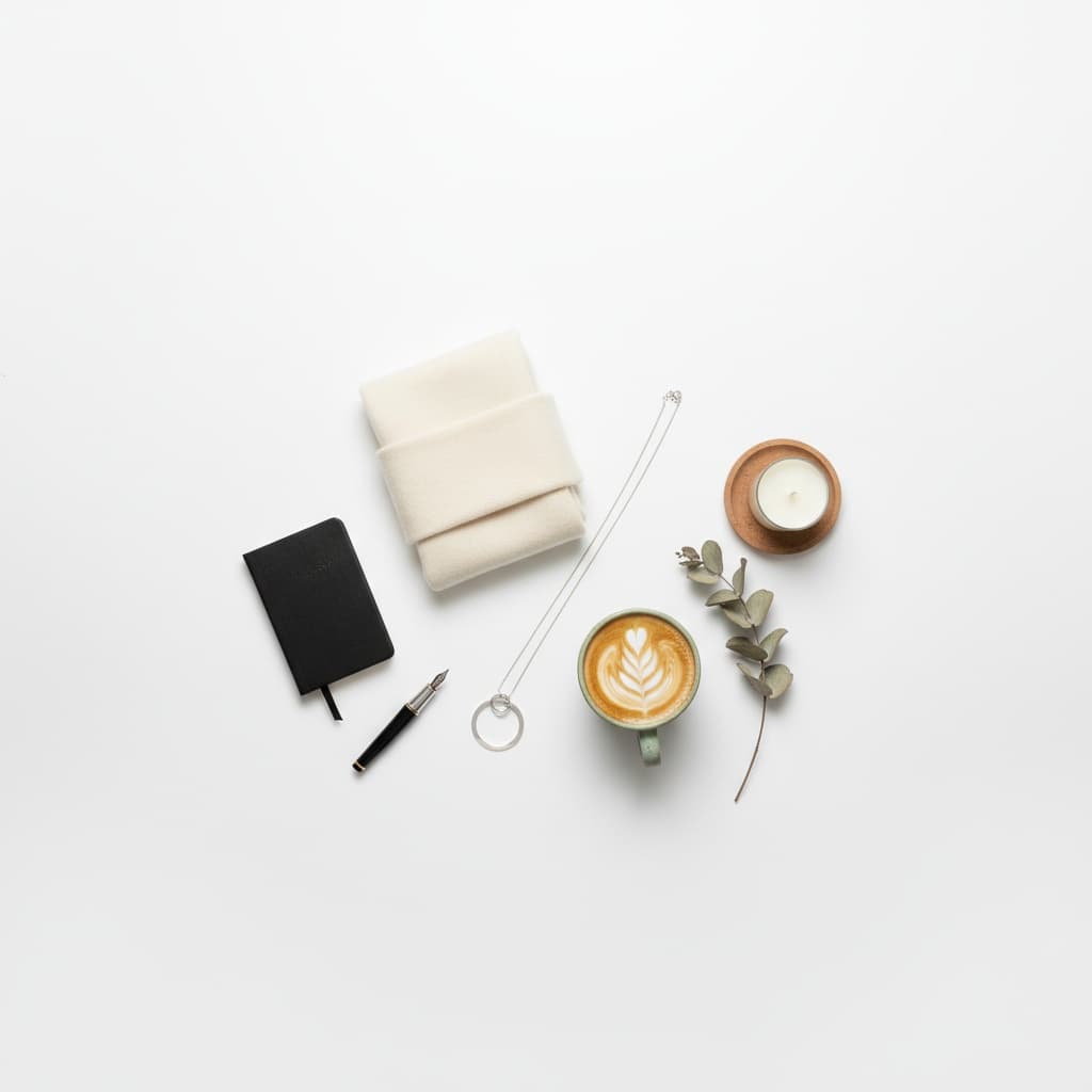 flat lay minimal white 48688787