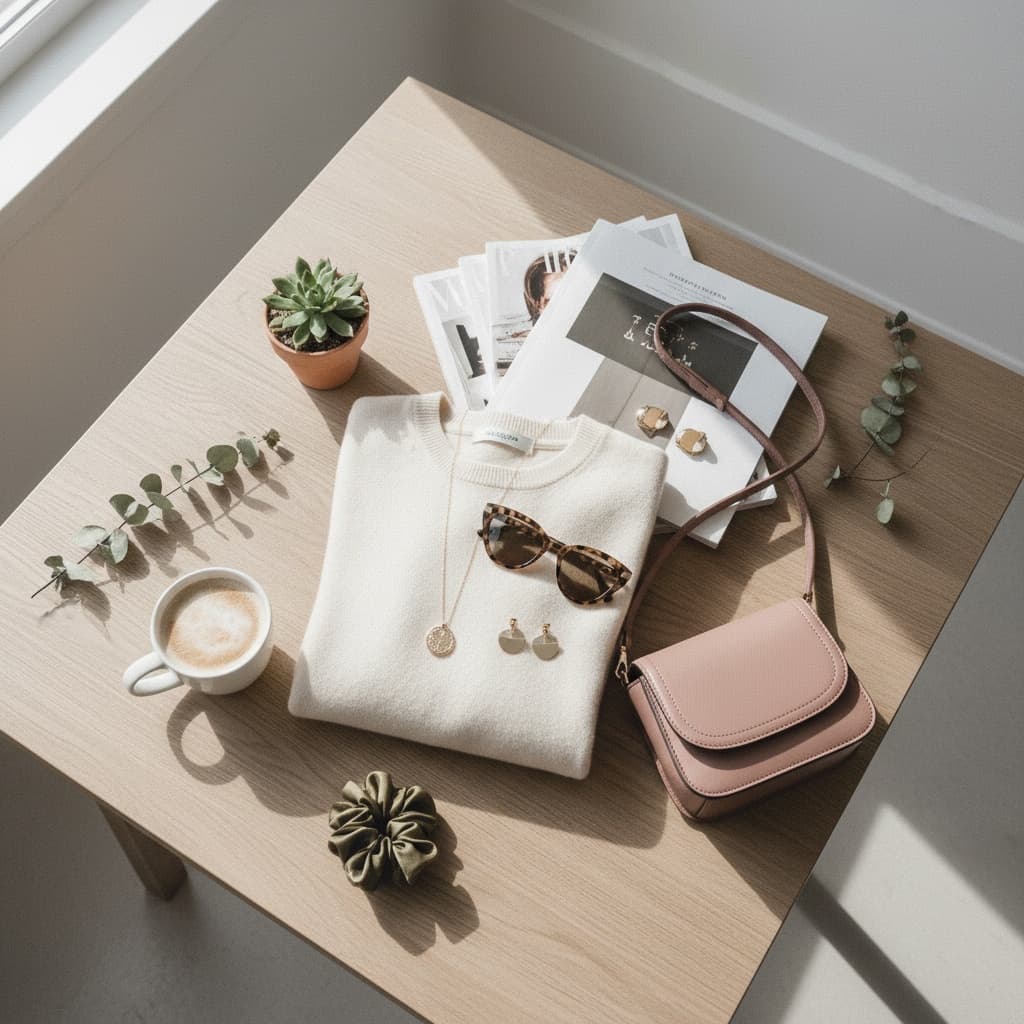 flat lay overhead styling 75823595