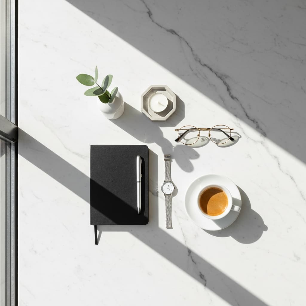 flat lay white marble 52780412