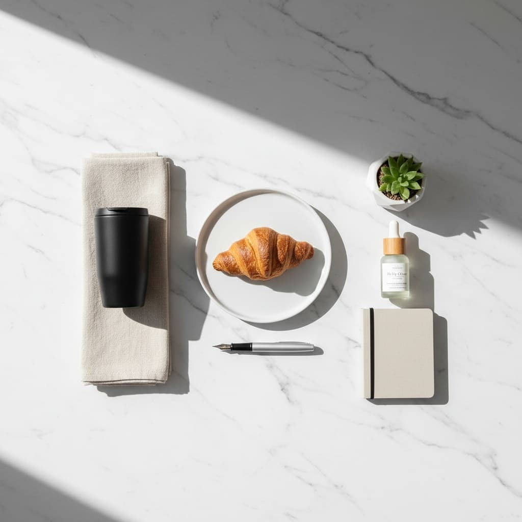 flat lay white marble 87095582