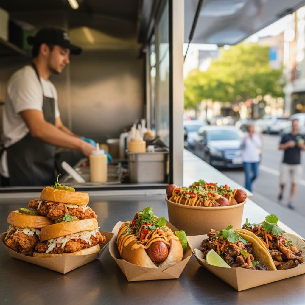 food truck counter serving 25091960