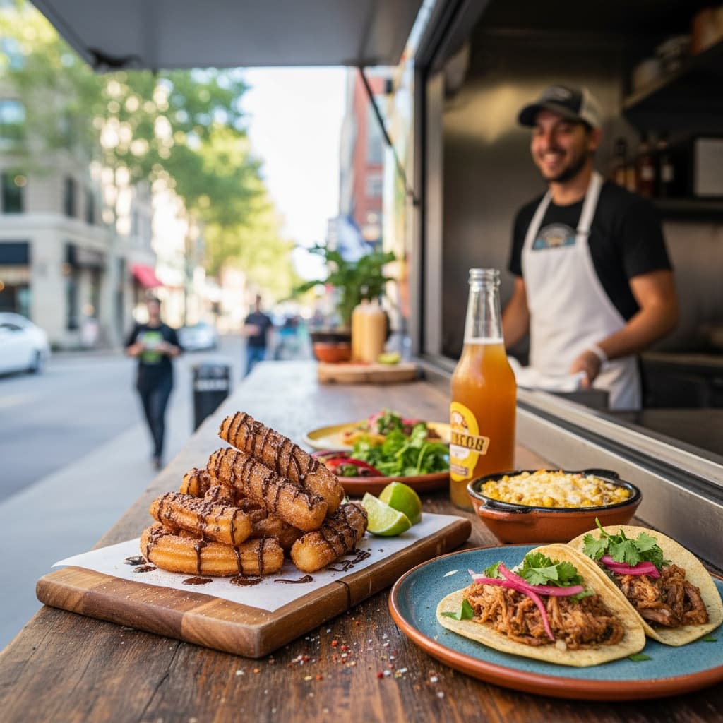 food truck counter serving 92863863