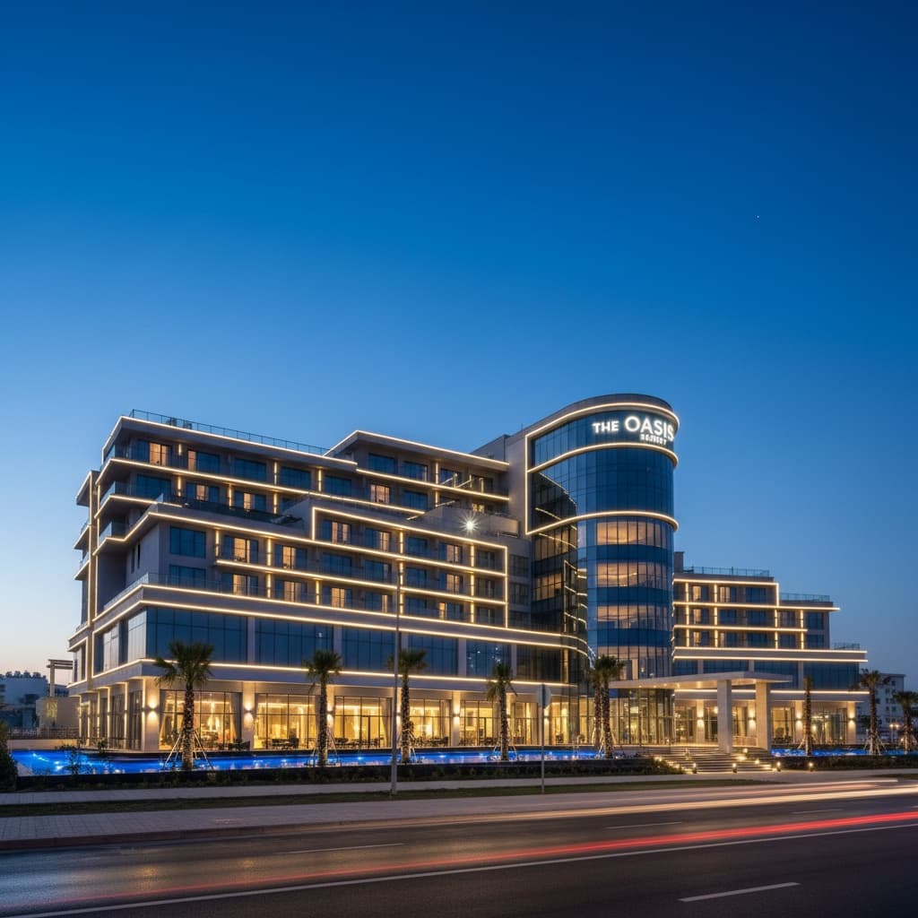 full facade blue hour 79215355