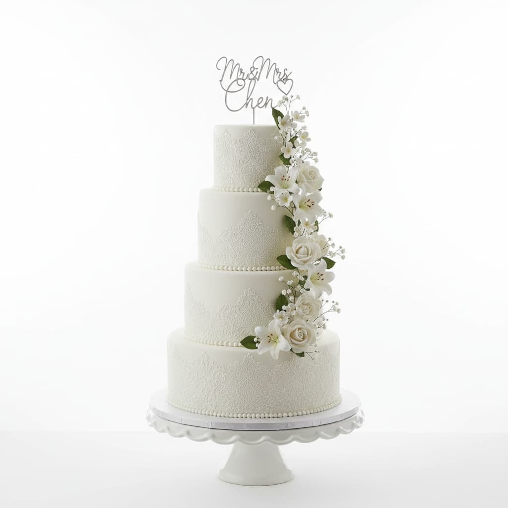 full tiered cake white background 78195579
