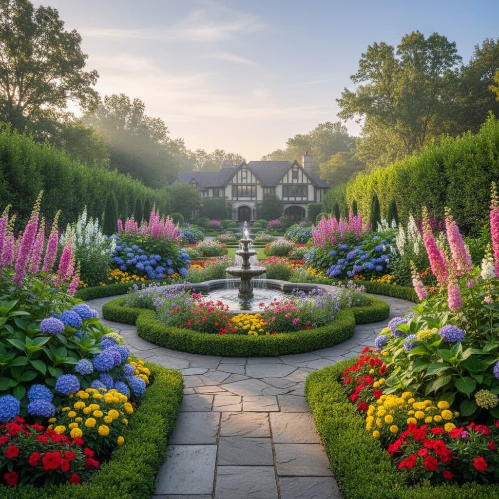 garden landscaping wide shot 25947084