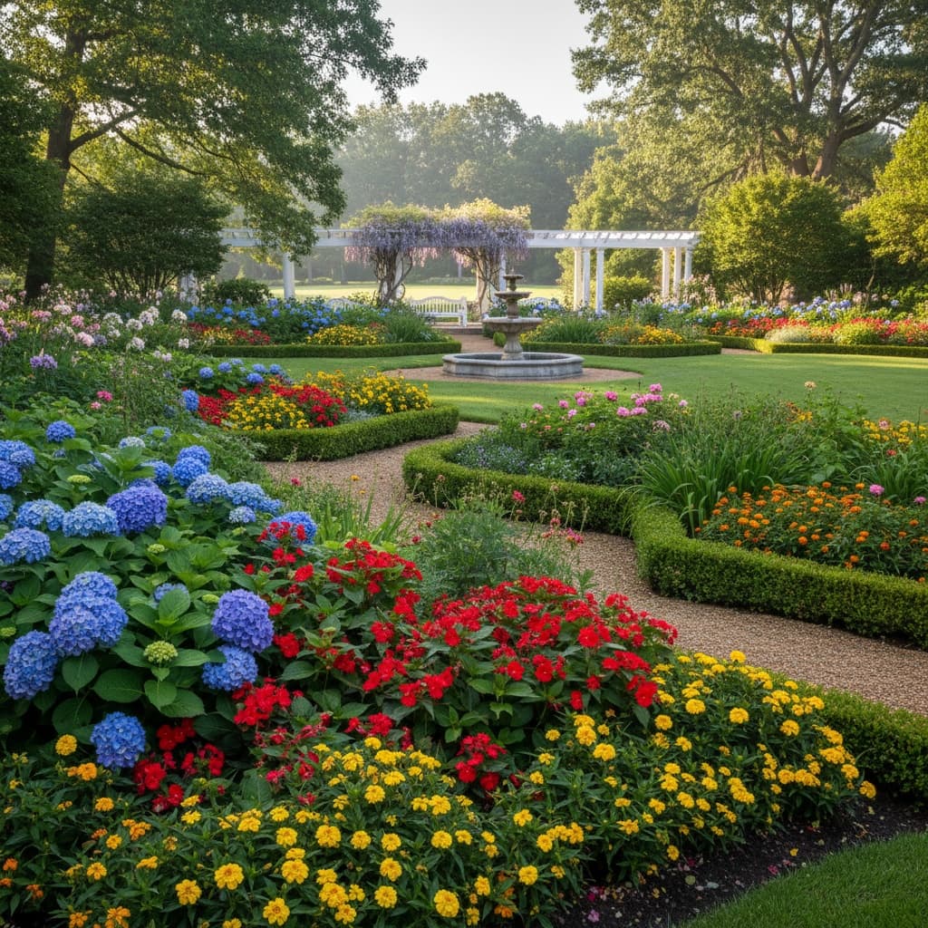 garden landscaping wide shot 46386499