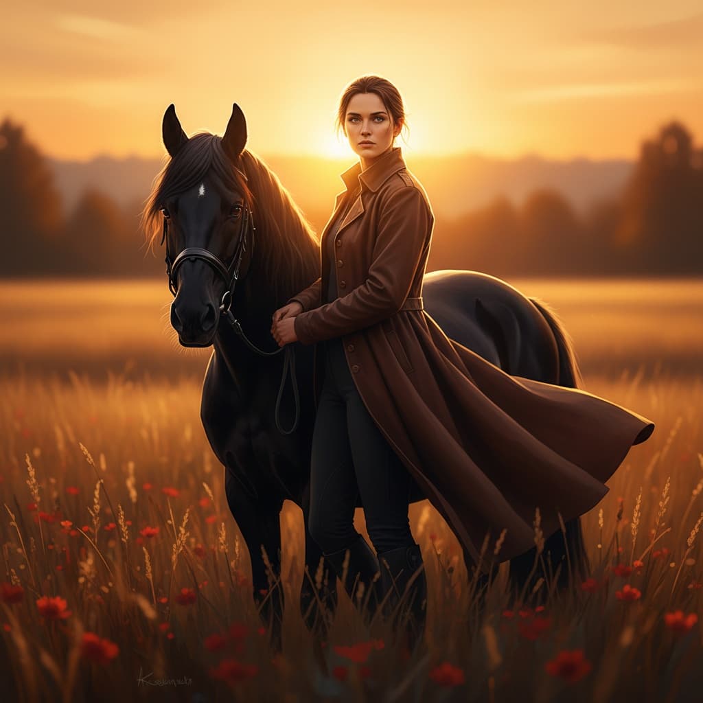 golden hour field portrait 76800058