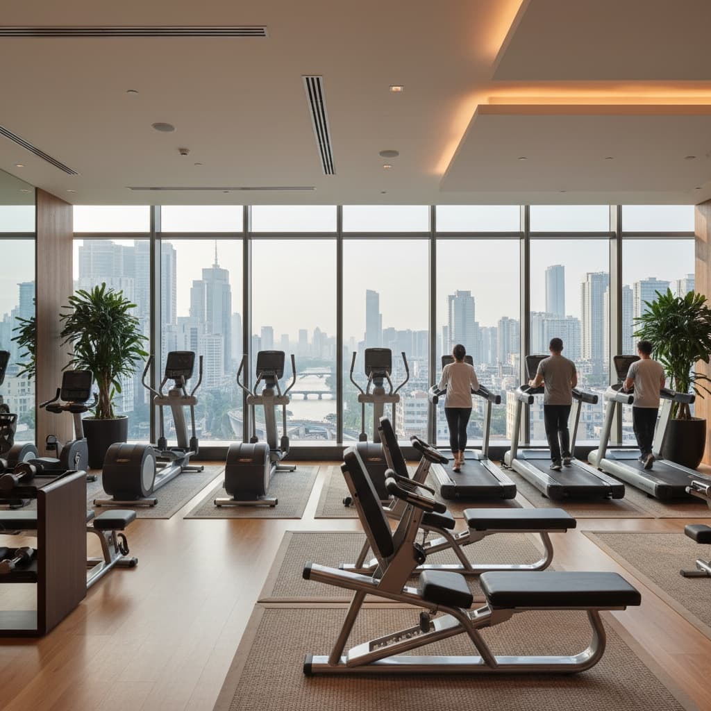 gym with city view 65804845