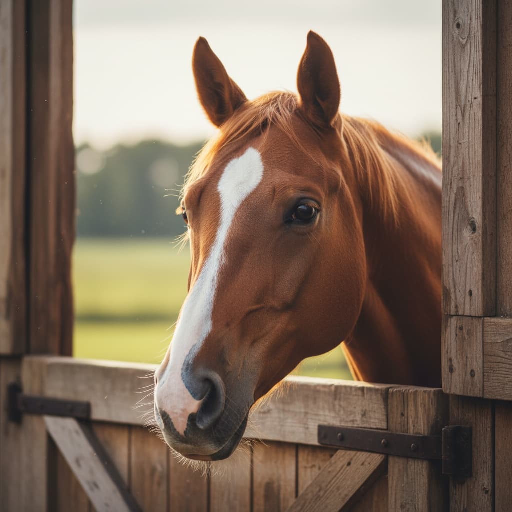 horse portrait stable door 48560391