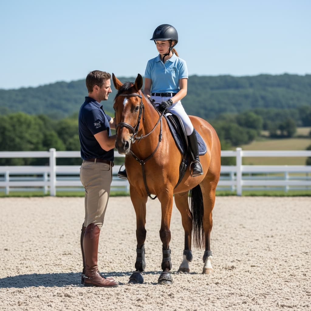 instructor adjusting rider position 87955440
