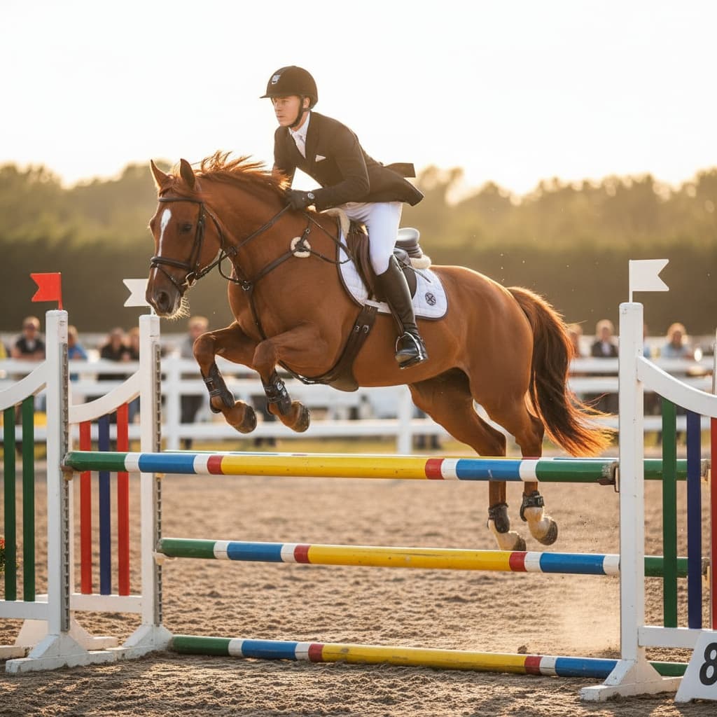 jumping over oxer mid flight 90132788