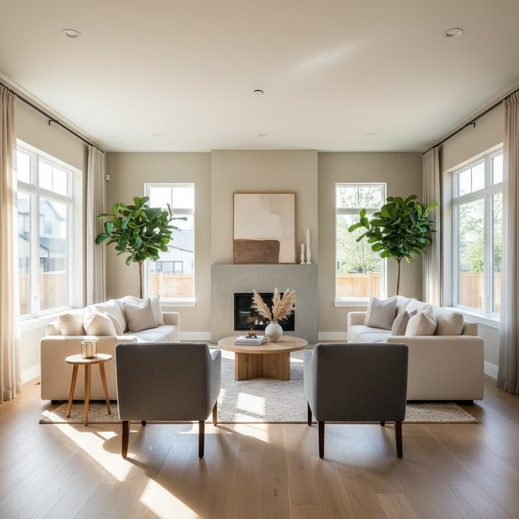 living room wide angle bright 64991275