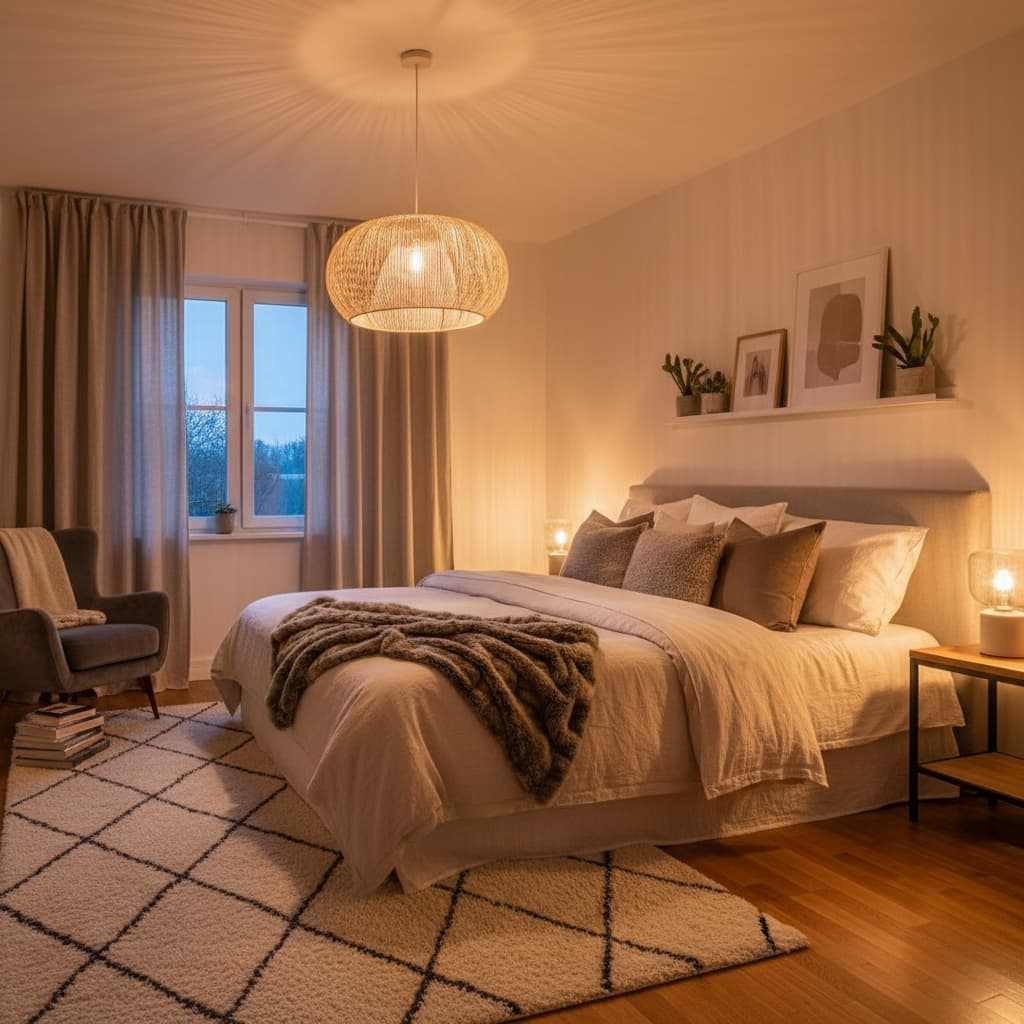 master bedroom cozy evening 56436045