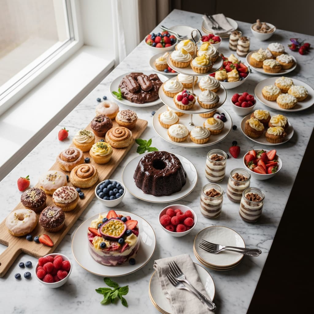 multiple desserts spread 81072591