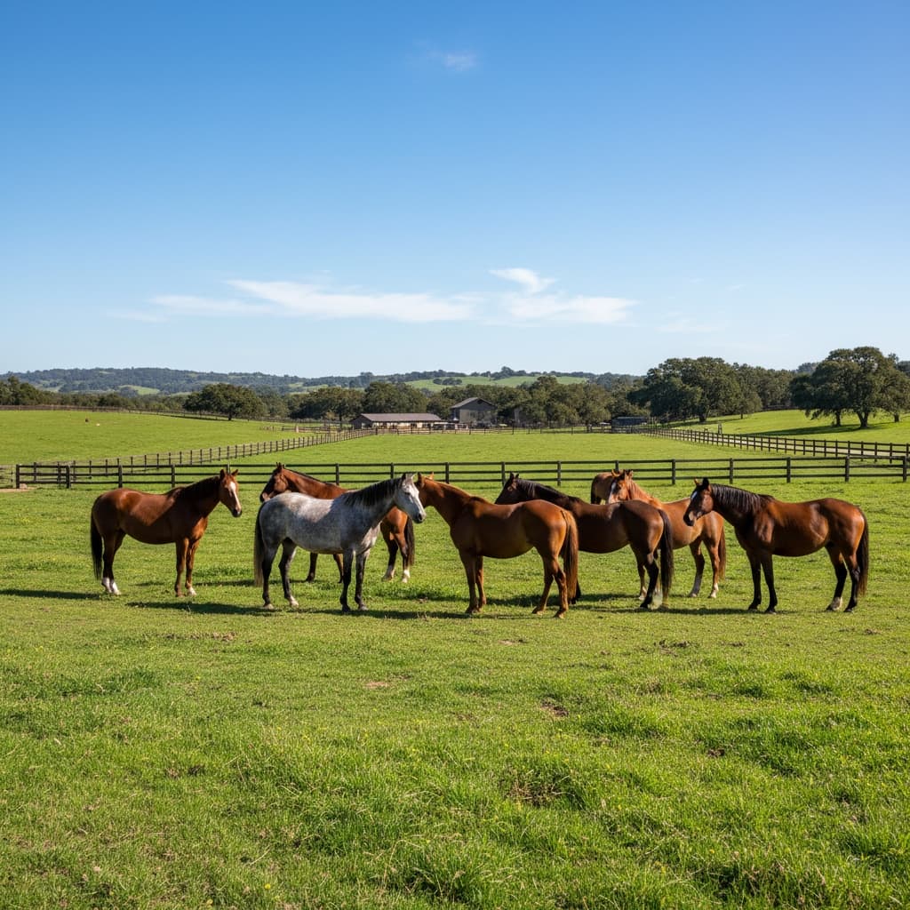 multiple horses pasture herd 19982842