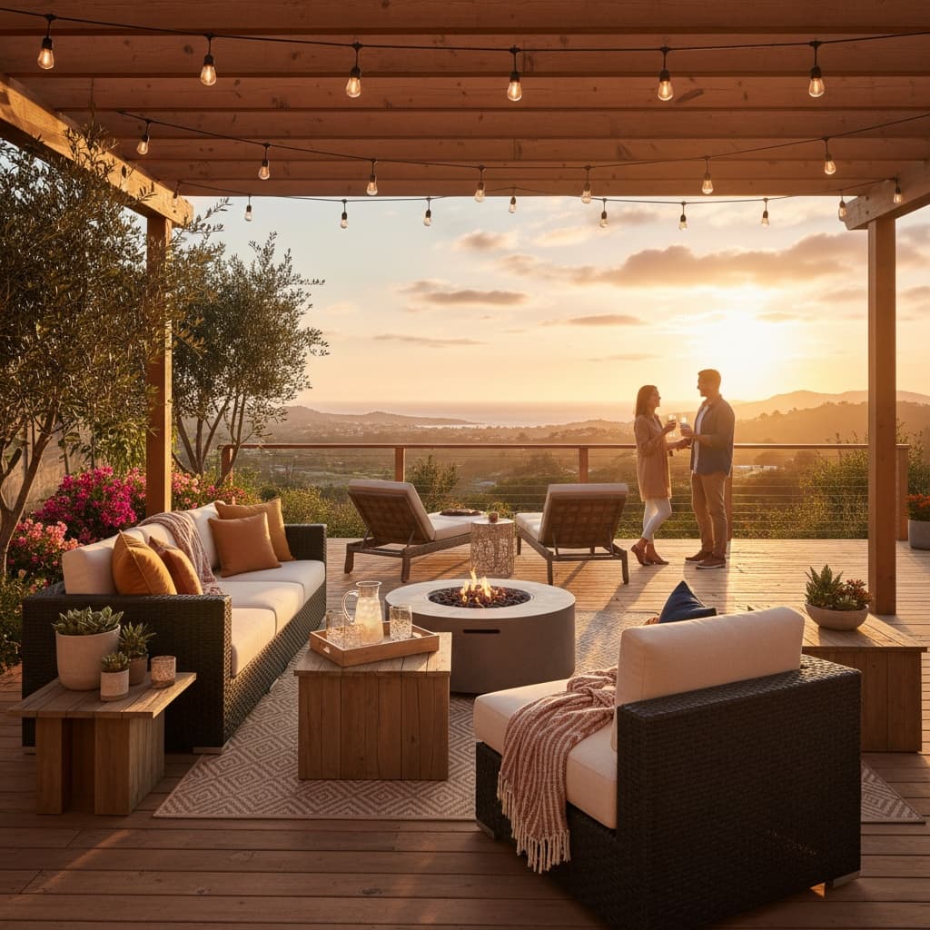 outdoor patio golden hour 48266800