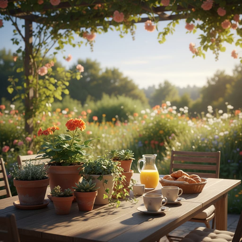 outdoor patio morning light 85972729