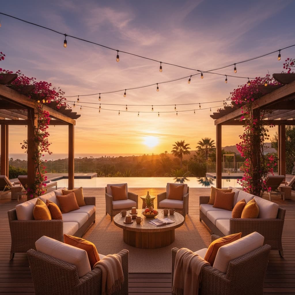 outdoor patio sunset 62254477