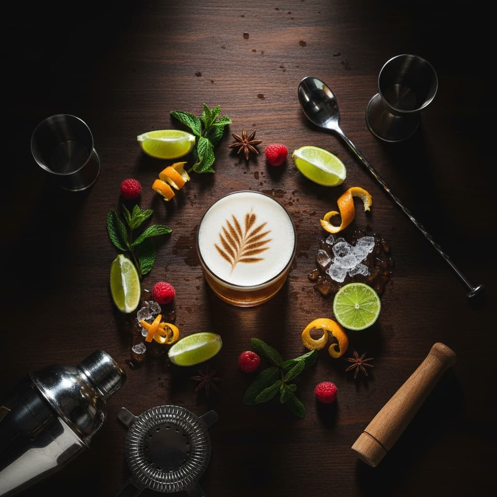 overhead flat lay cocktail 38490688