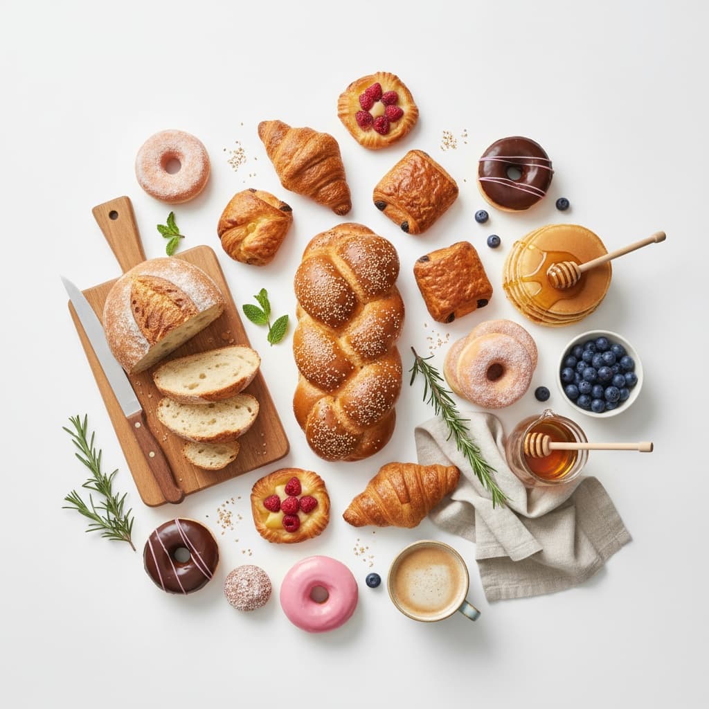 overhead flat lay white 47669173
