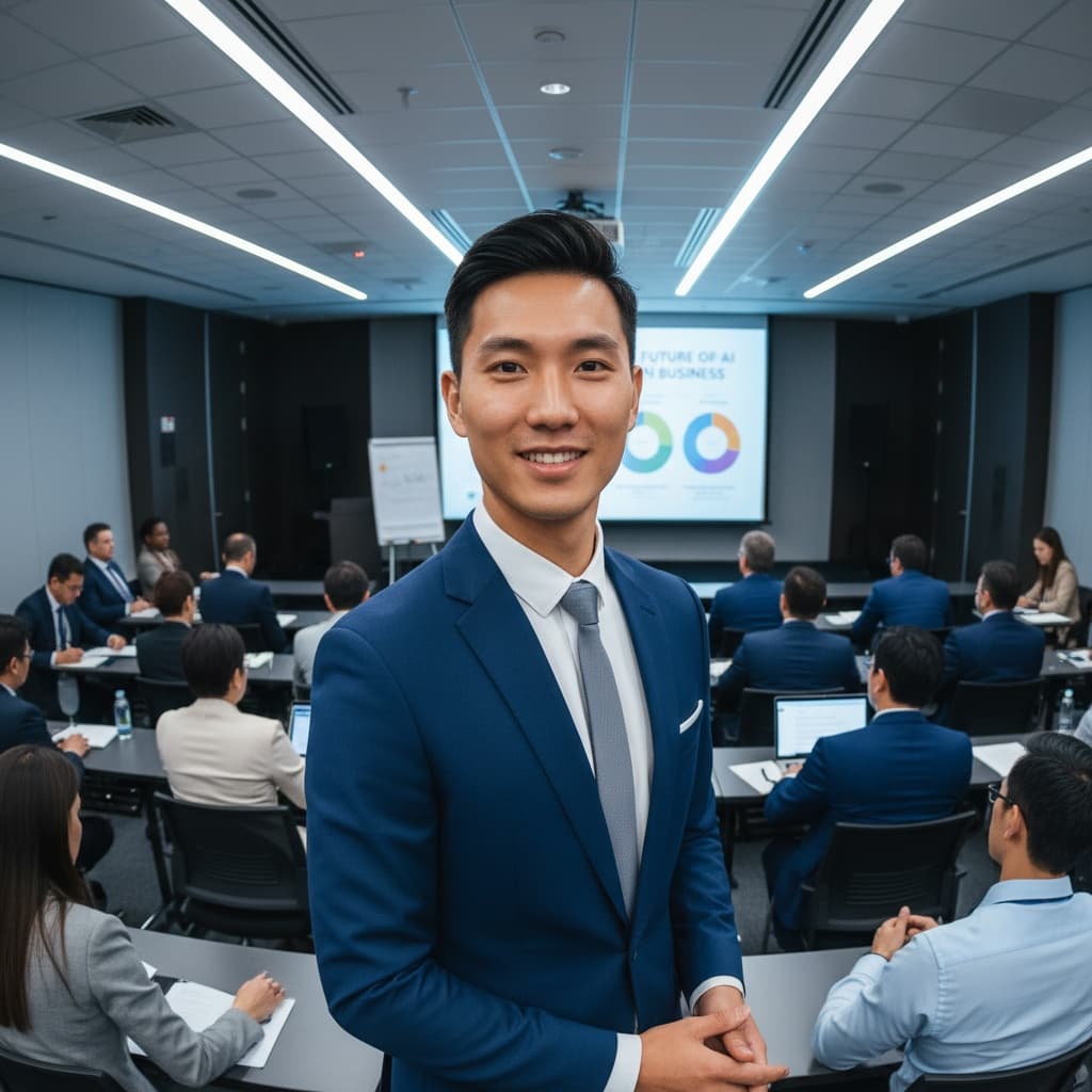 petite asian man full room overview shot 32757925
