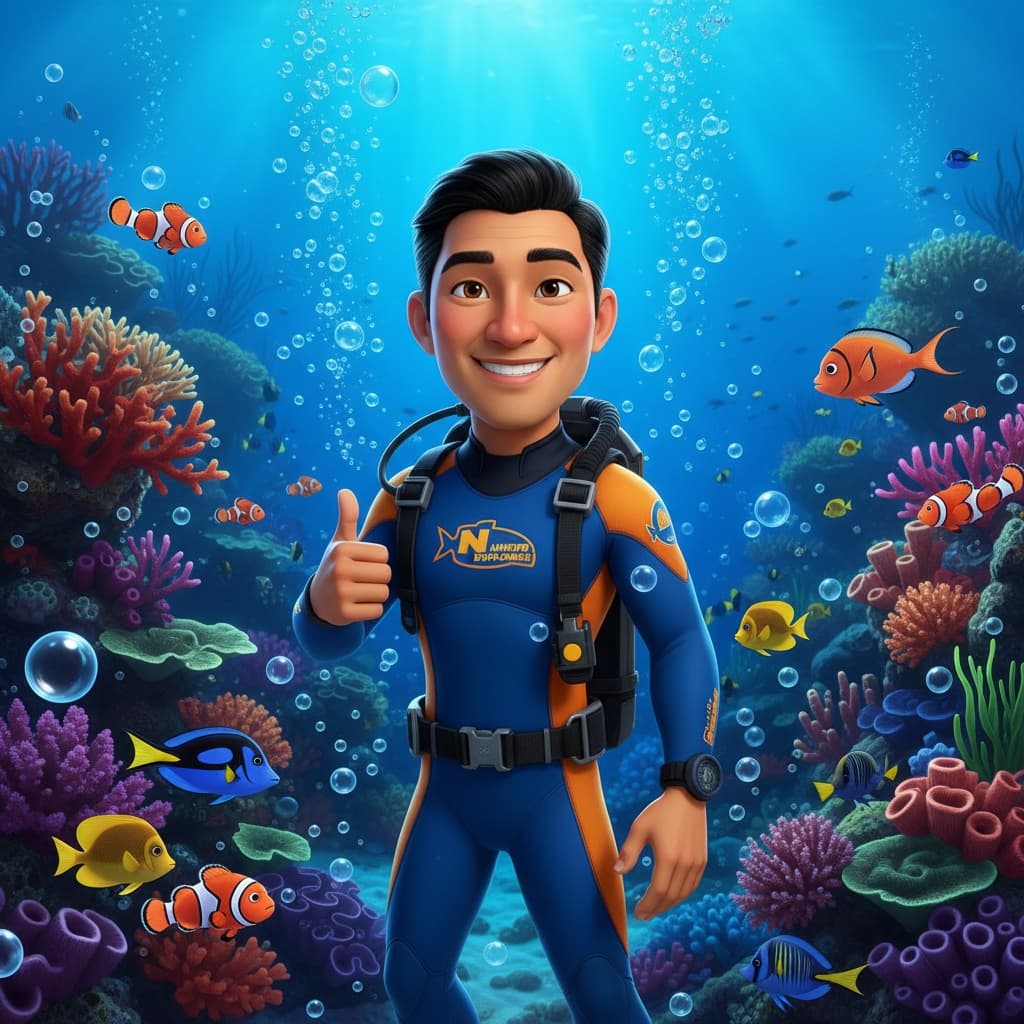 petite asian man nemo underwater diver 16229518