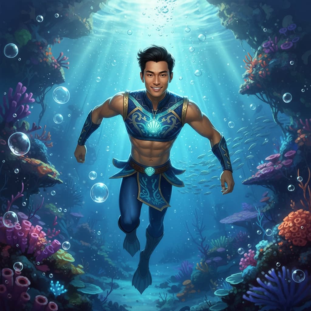petite asian man underwater mermaid scene 47295712