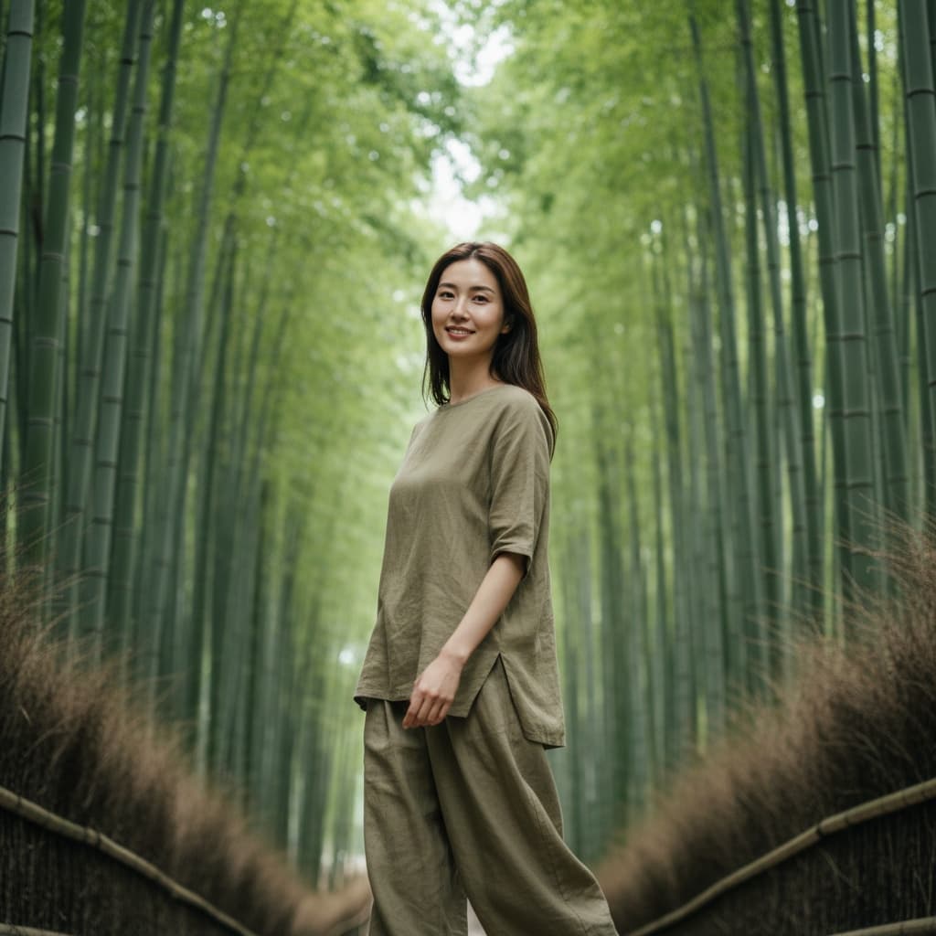 petite asian woman bamboo forest arashiyama 72803363