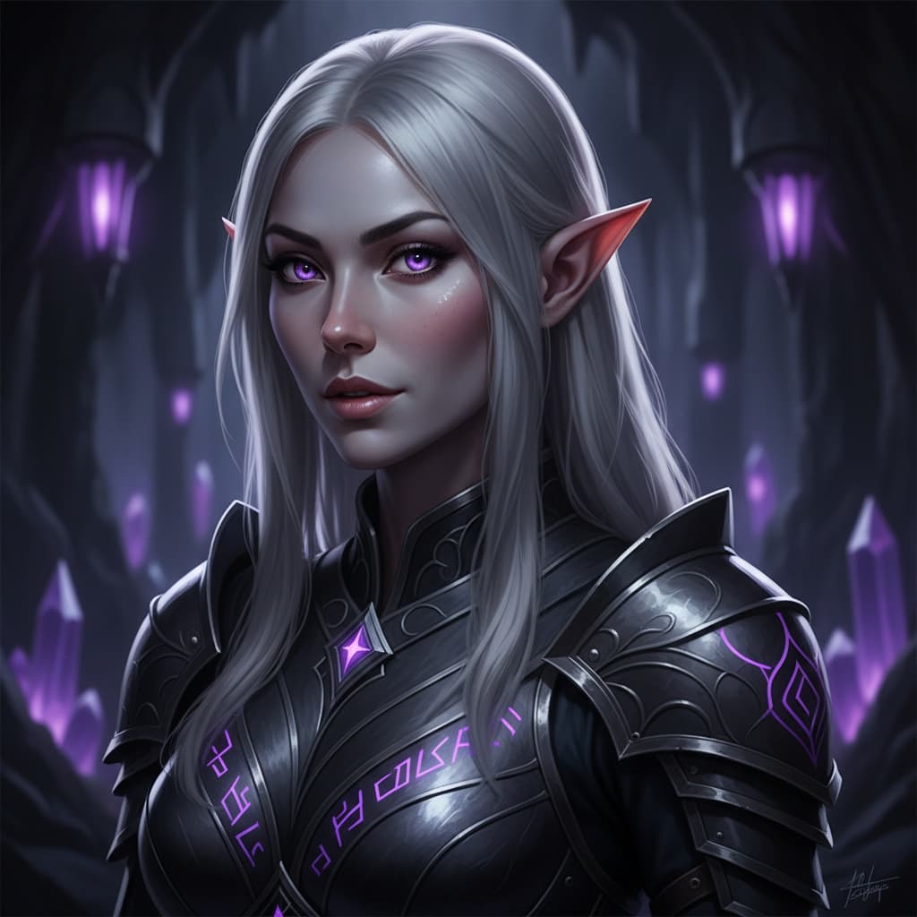 petite asian woman dark elf portrait 50219136