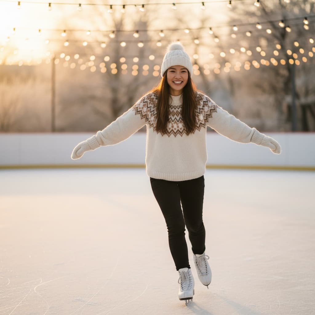 petite asian woman ice skating rink 53663908
