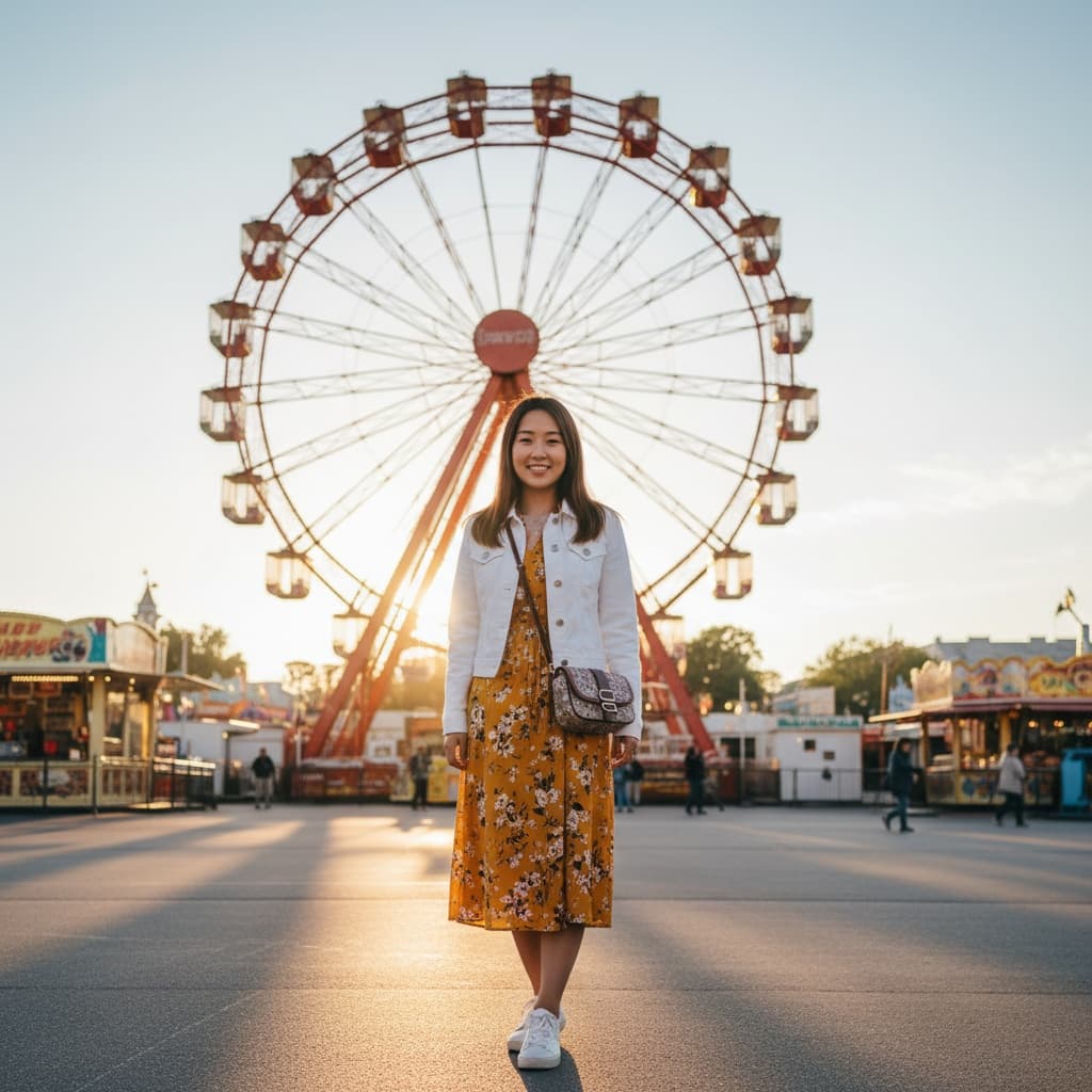 petite asian woman prater giant ferris wheel 10501913