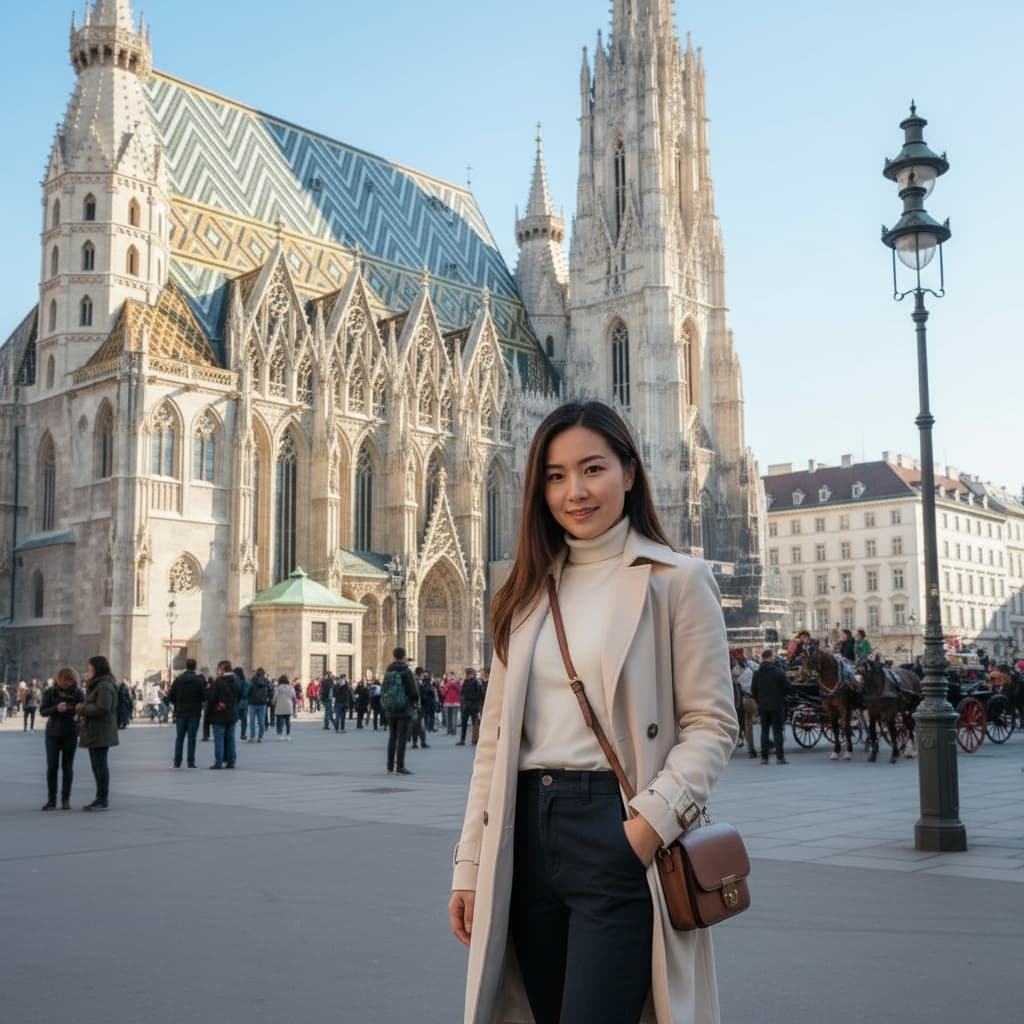 petite asian woman st stephens cathedral plaza 68897339