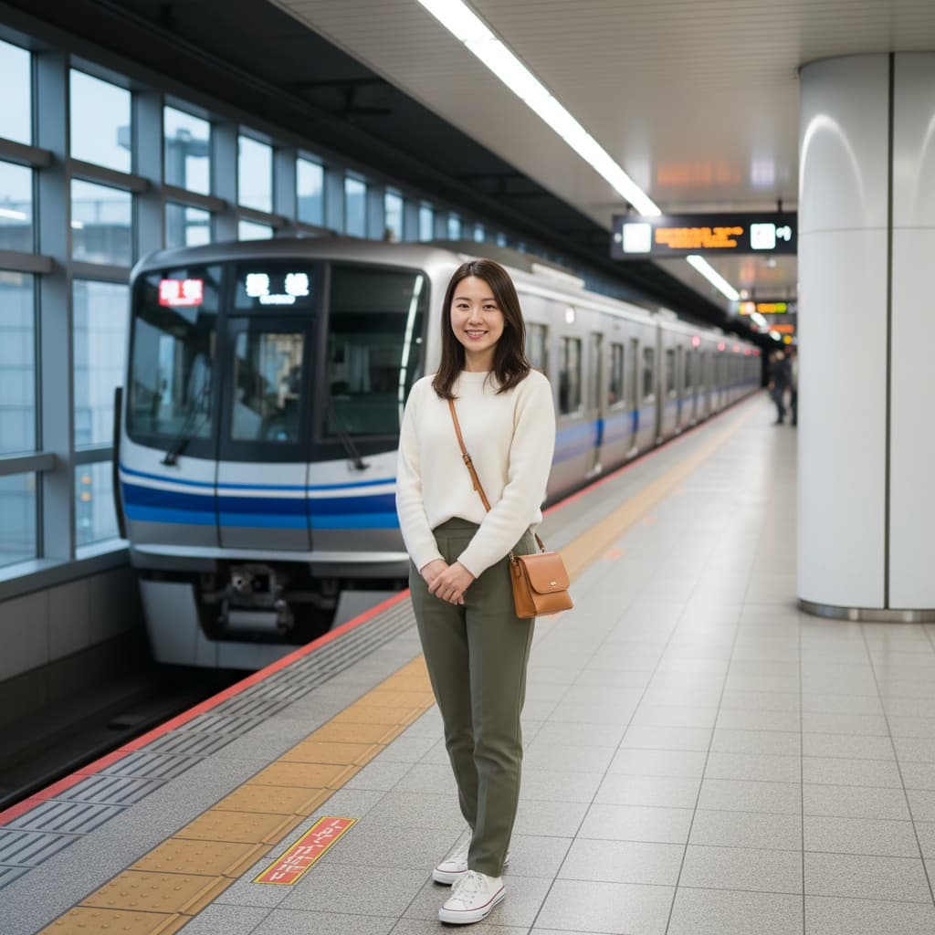 petite asian woman tokyo metro platform 10328514