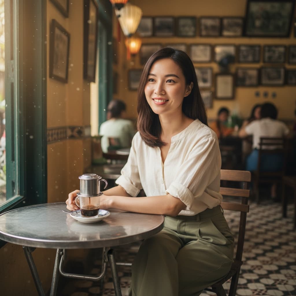 petite asian woman vietnamese coffee shop 80200996