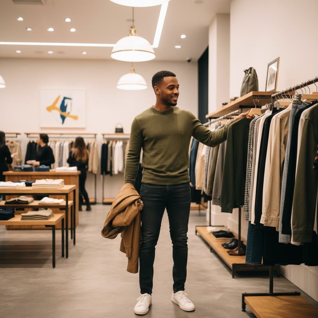 petite black man boutique shopping scene 52469744