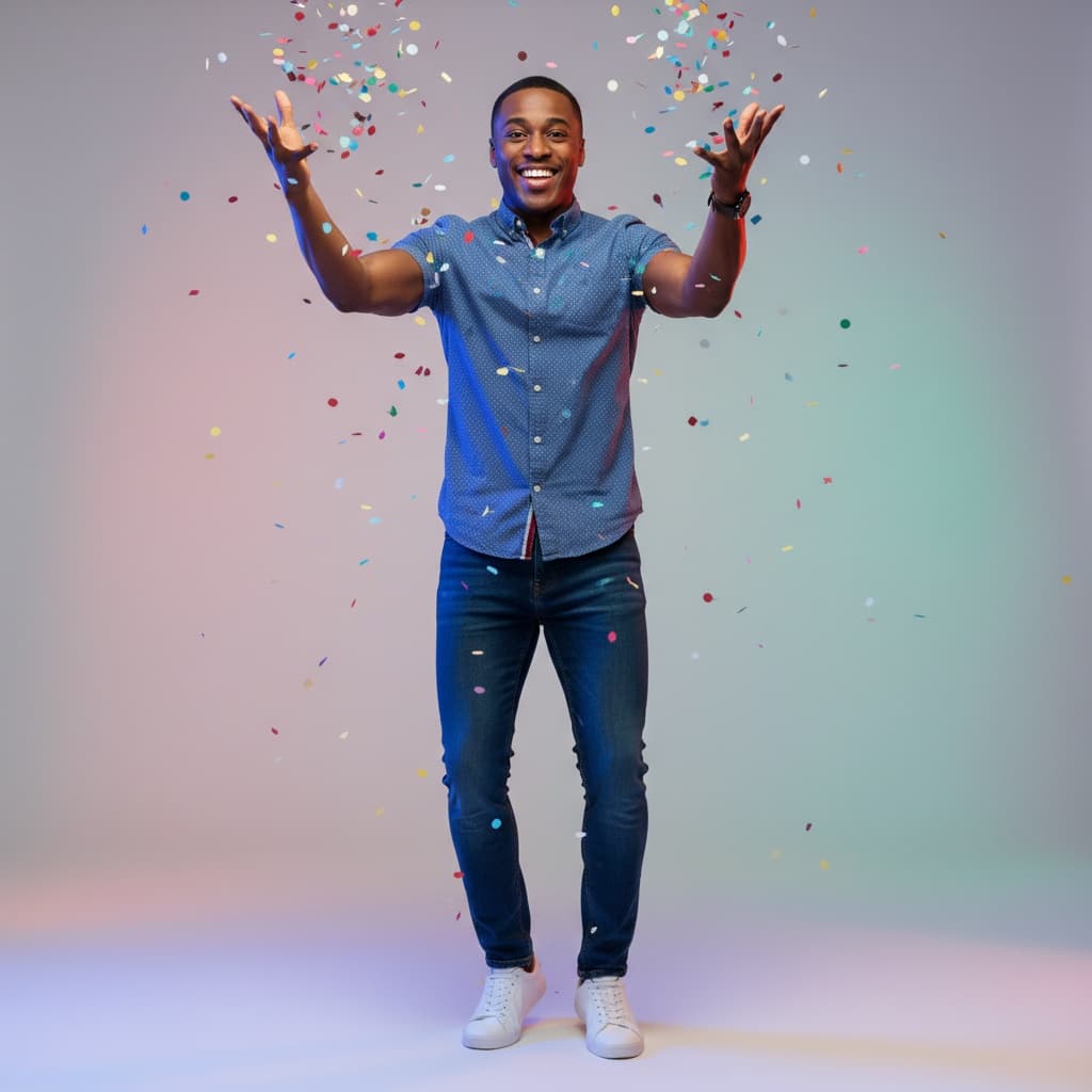 petite black man confetti throw action 63360900