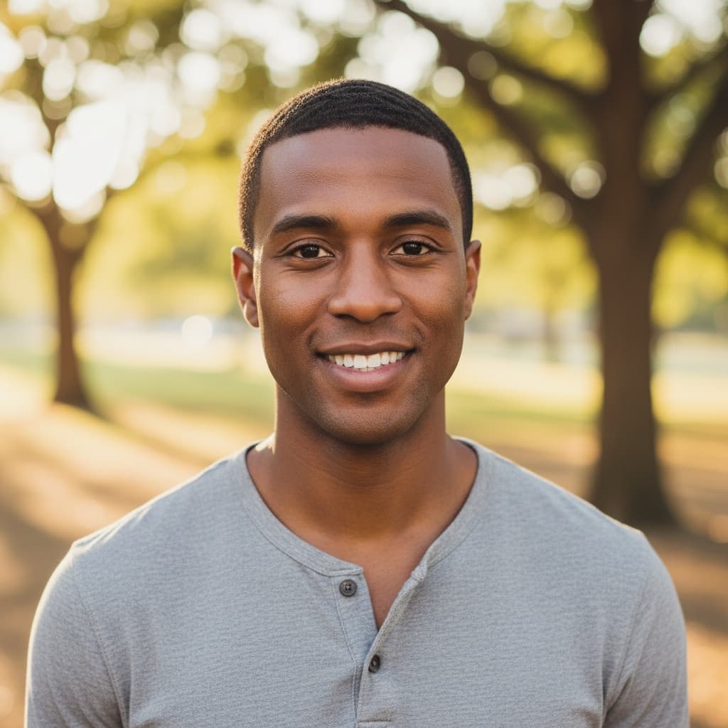 petite black man outdoor natural light casual 52629634