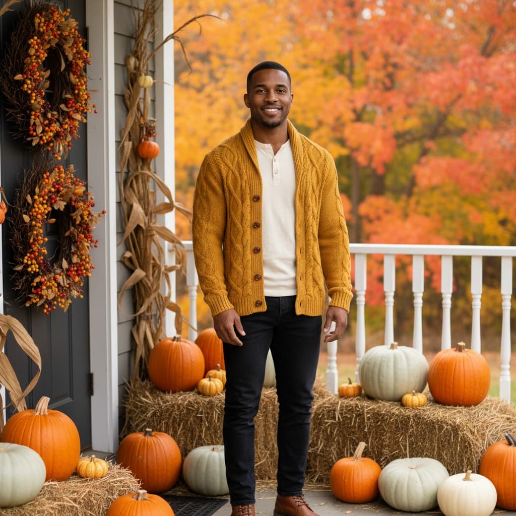 petite black man porch autumn welcome 16078035