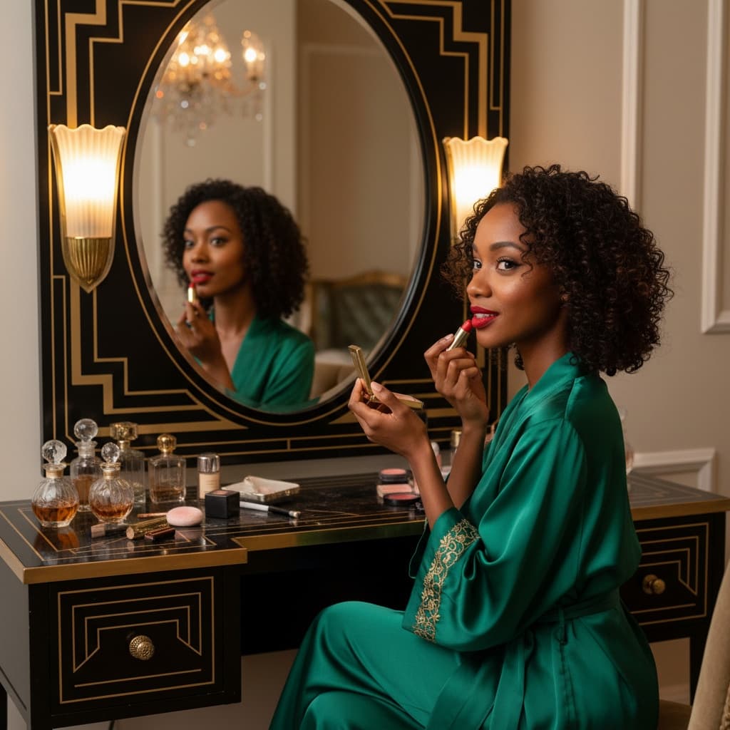 petite black woman art deco mirror vanity 52514284