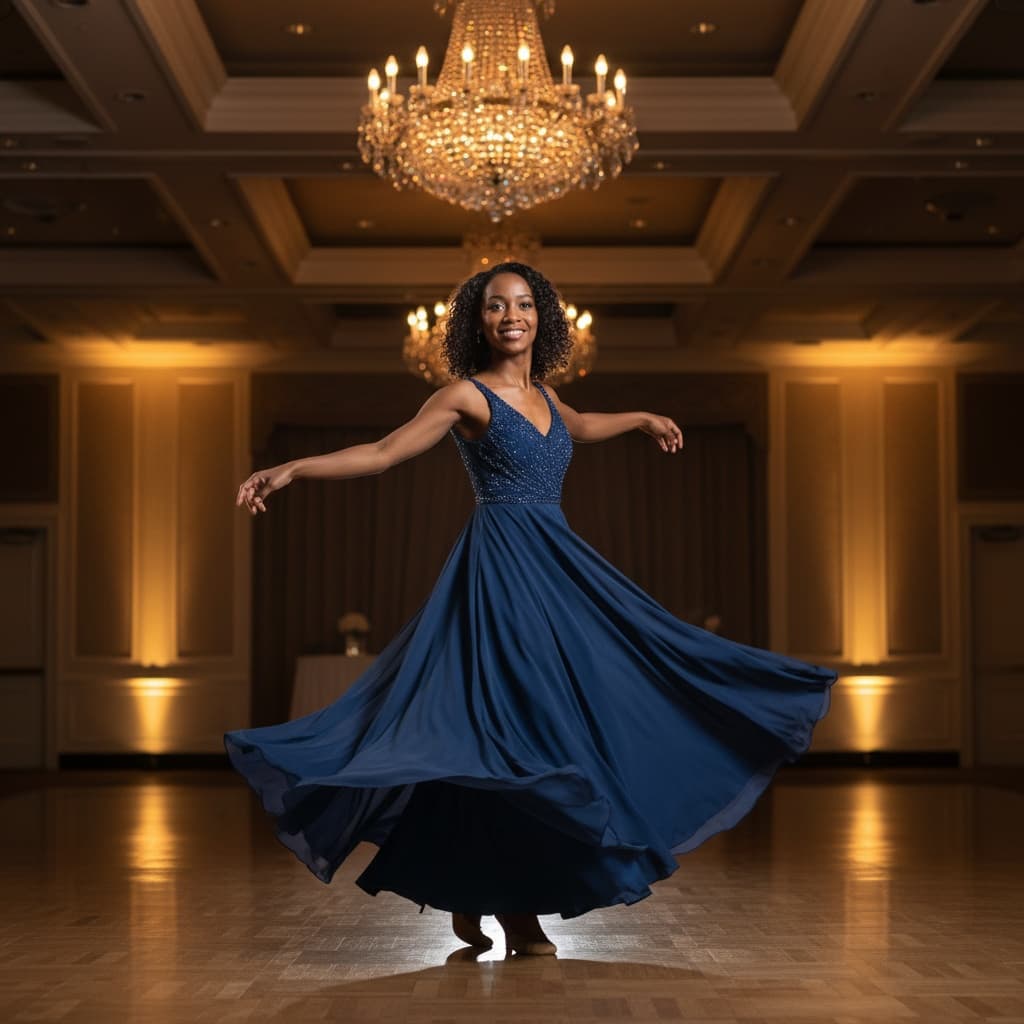 petite black woman ballroom dancing moment 43728371