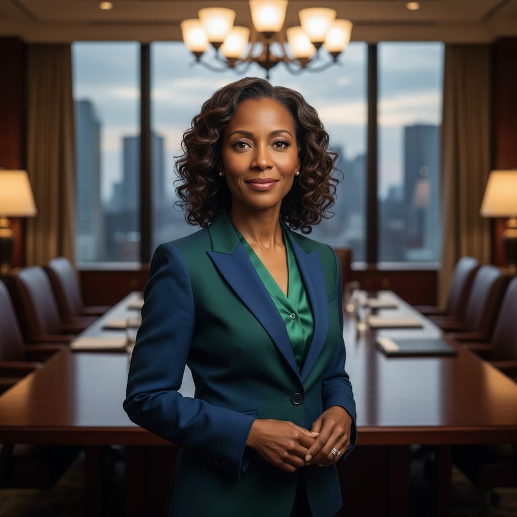 petite black woman boardroom environmental 96153759