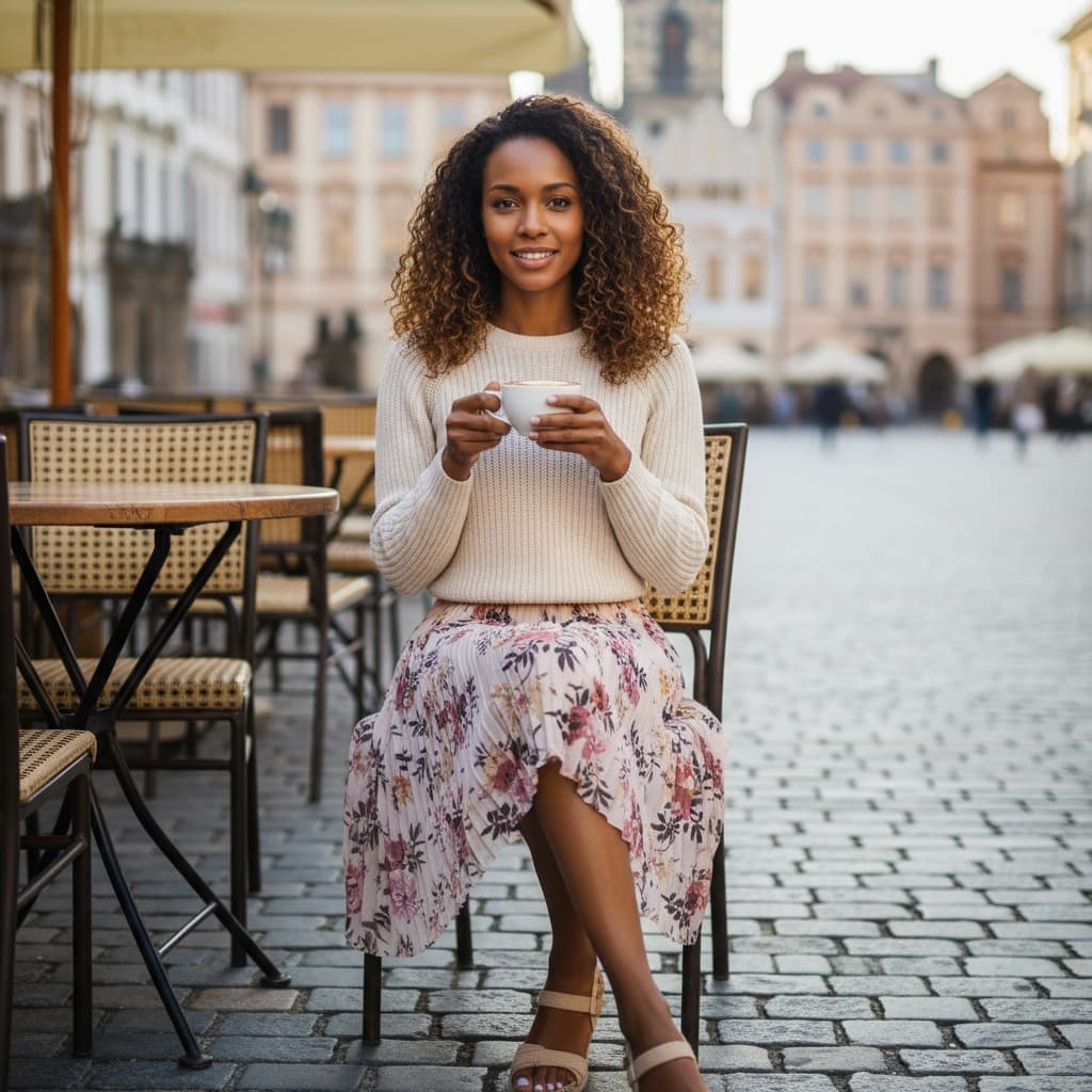 petite black woman cafe terrace close up 41520970
