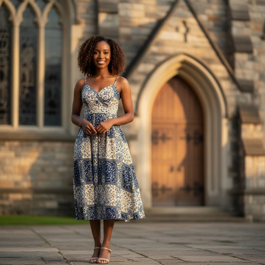 petite black woman church Sunday best portrait 14321134