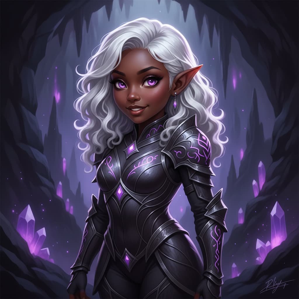 petite black woman dark elf portrait 95010406