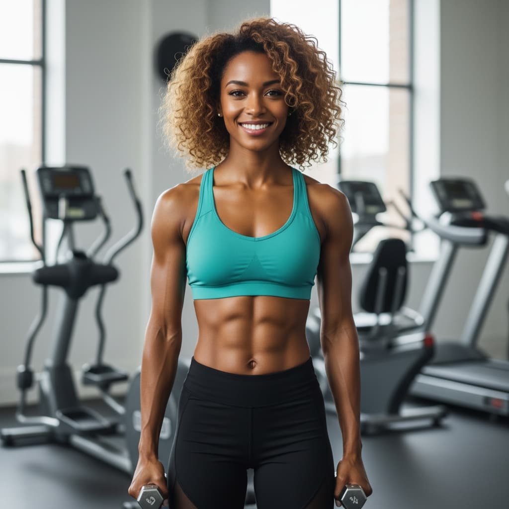 petite black woman gym athletic confident 98980952