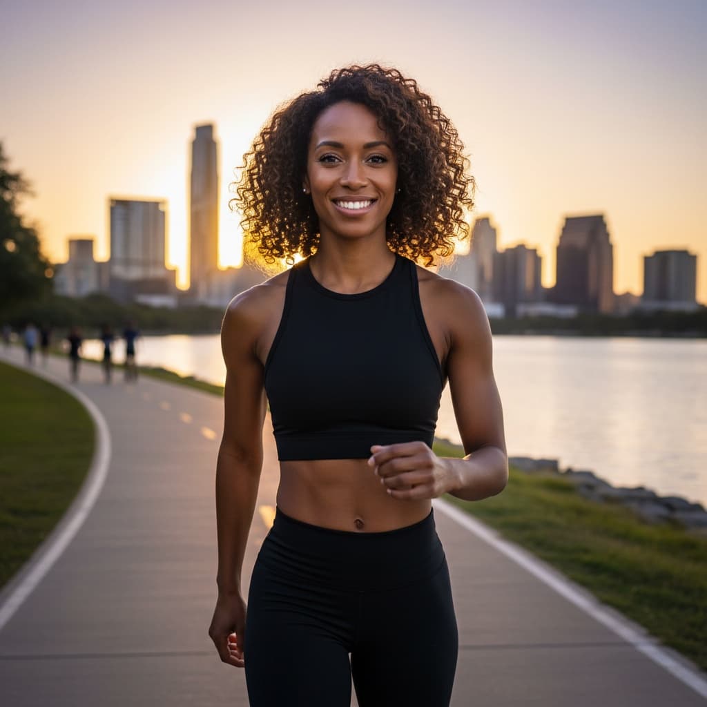 petite black woman lady bird lake trail 66841948