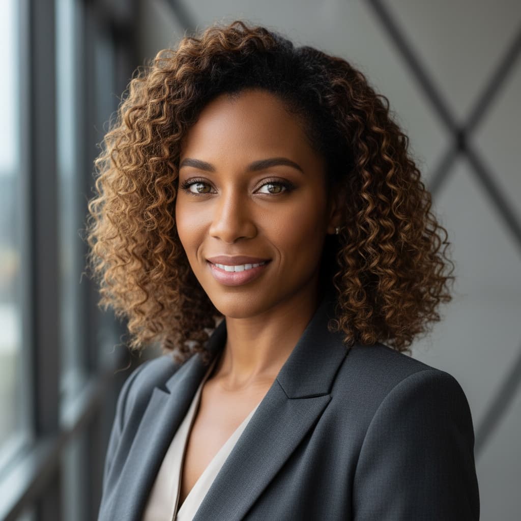 petite black woman modern office executive 83036717