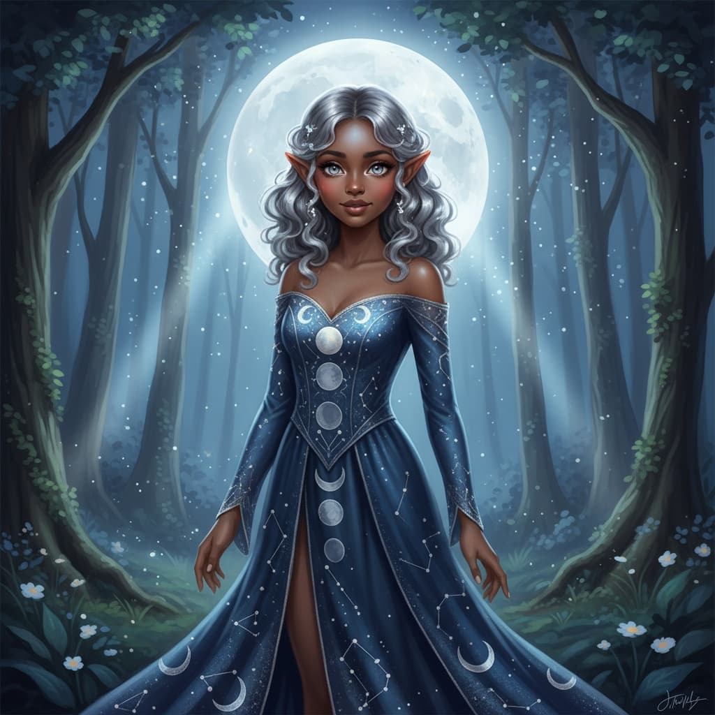 petite black woman moon elf night 22306004