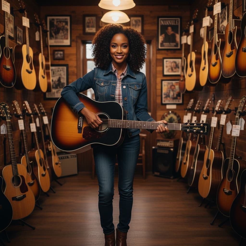 petite black woman music row guitar shop 24541438
