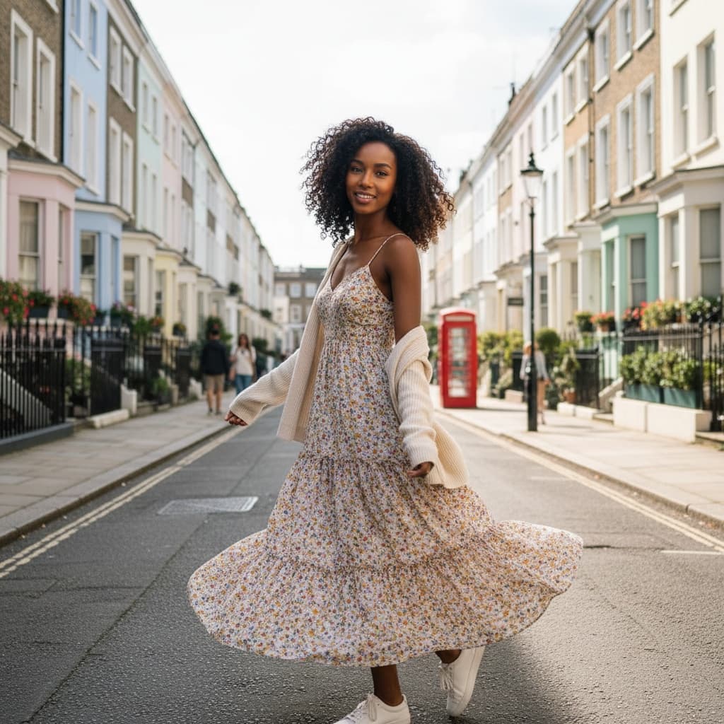 petite black woman notting hill colorful houses 27497396